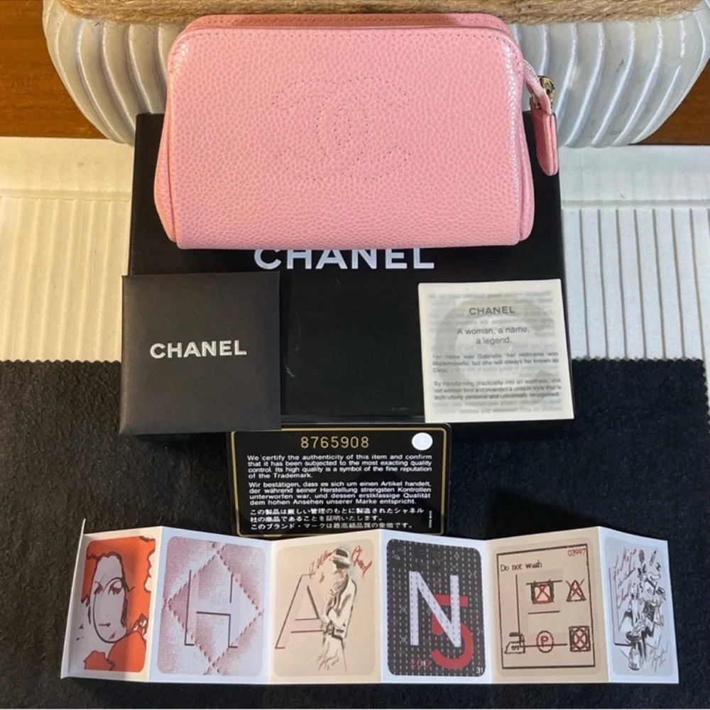 Chanel Caviar Leather Mini Pink Pouch